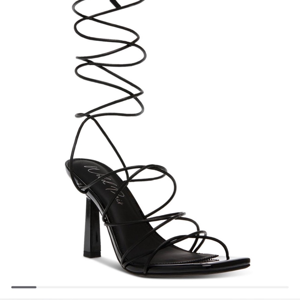 Wild Pair Black Spiral Strappy Heels